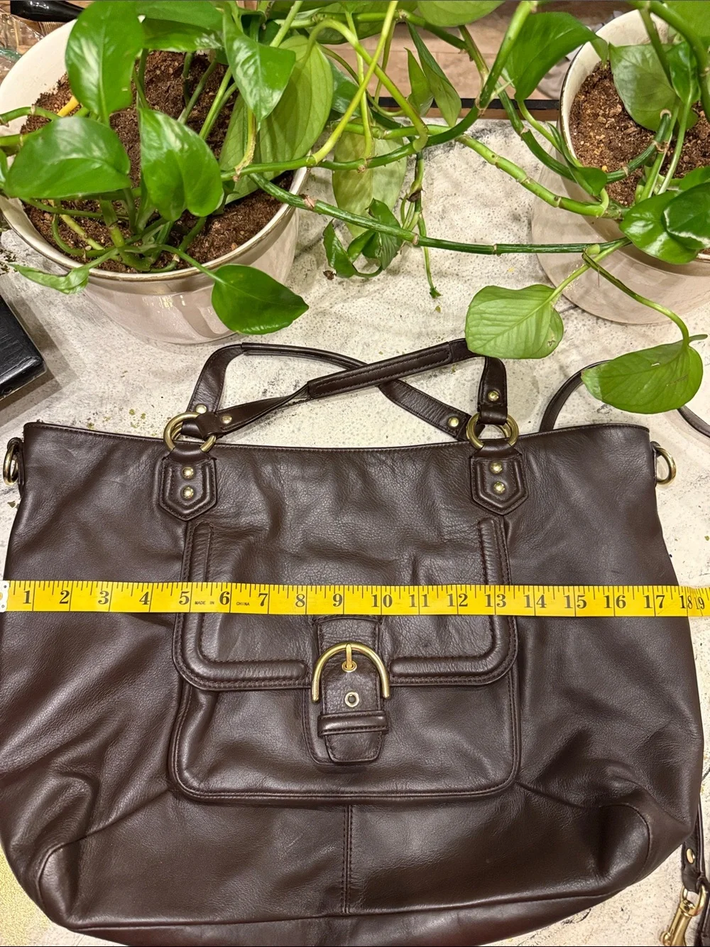 Coach Campbell Izzy 2 way Tote F24683 Brown Leather Large Satchel Shoulder Bag - Picture 8 of 9